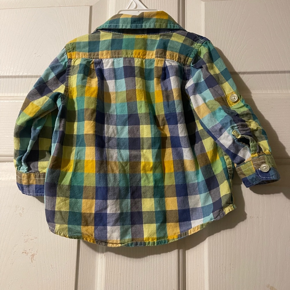 Baby Gap Short Or Long Sleeve Plaid Shirt Size 12-18 Months - Picture 5 of 6